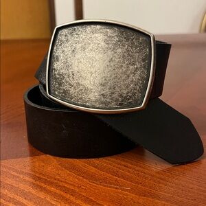 Vintage Aldo Boho Western Black Leather Belt Made in Canada SMALL Silver